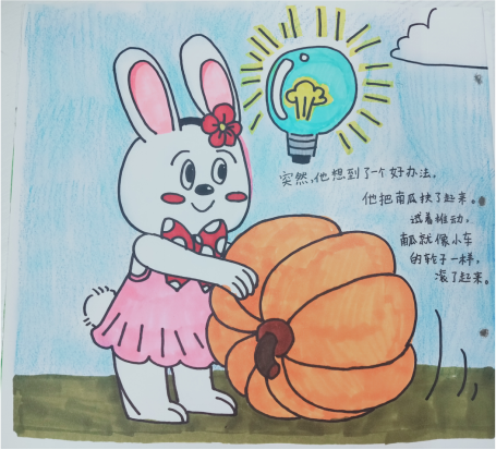 小兔子运南瓜的简笔画图片